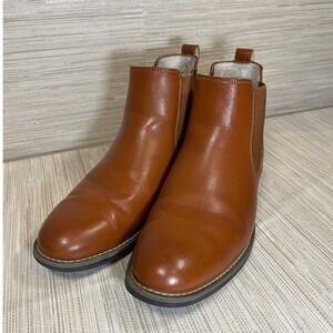 BRUNO MARC Mens Brown Faux Leather Chelsea Boots Side Zip Ankle Boots Size 7.5